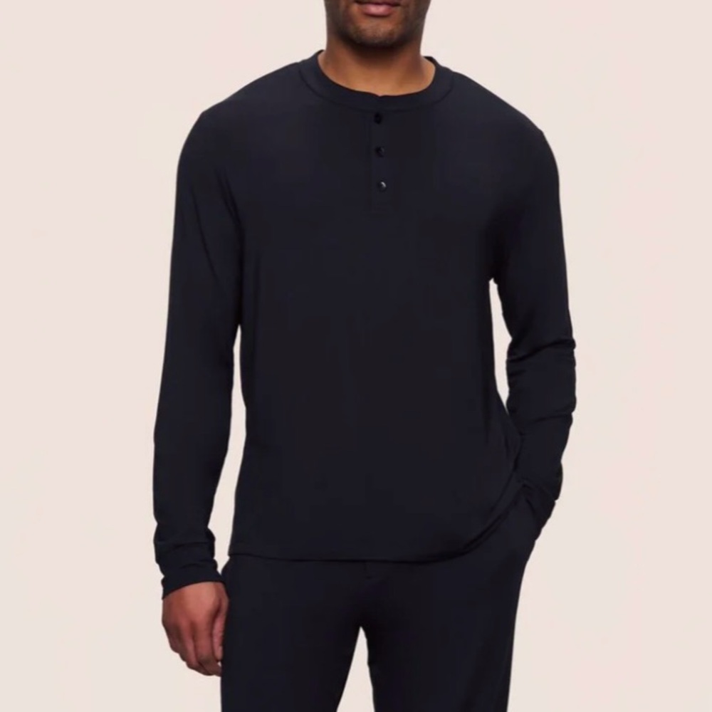 Eberjey Men’s Black Long-Sleeve Sleep Top Shirt Soft Modal Size Medium Pyjamas